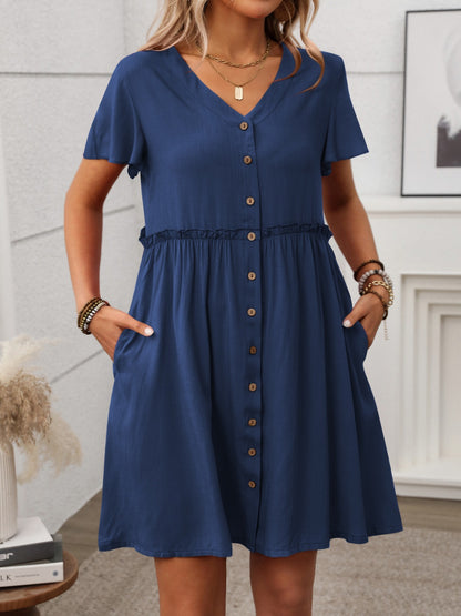 Button Front Flutter Sleeve Dress – Uneeque Designzz