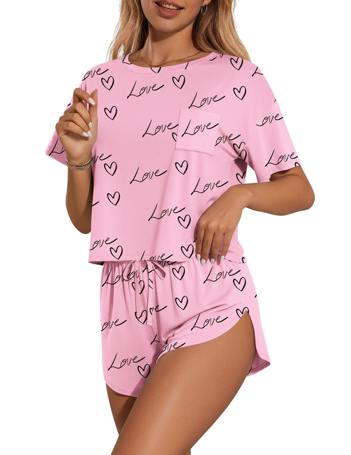 Printed Round Neck Tee and Shorts Set by Trendsi