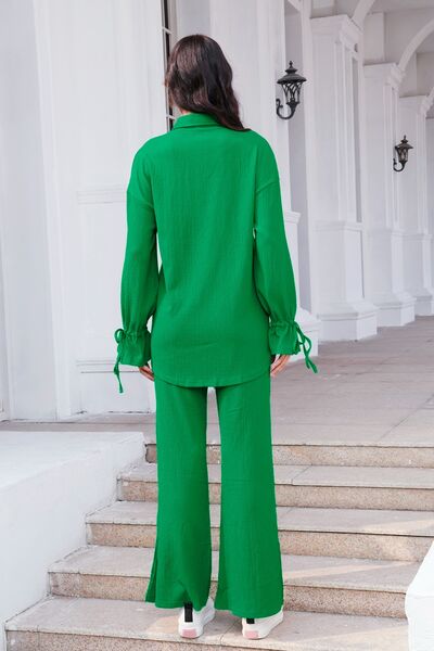 Drawstring Flounce Sleeve Shirt and Pants Set – Uneeque Designzz