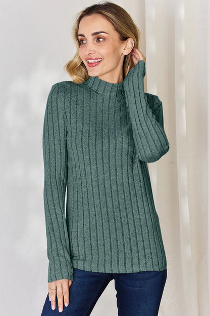 Basic Bae Full Size Ribbed Mock Neck Long Sleeve T-Shirt – Uneeque Designzz