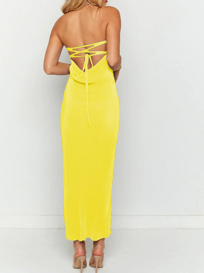 Lace-Up Back Tube Maxi Dress – Uneeque Designzz