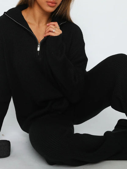 Quarter Zip Long Sleeve Top and Pants Set – Uneeque Designzz
