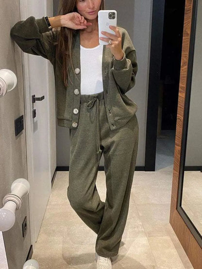 Full Size Button-Up Long Sleeve Top and Pants Set – Uneeque Designzz