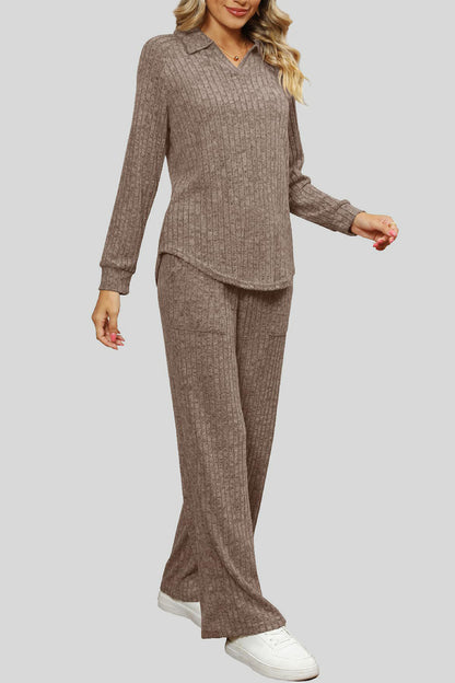 Ribbed Long Sleeve Top and Pocketed Pants Set – Uneeque Designzz