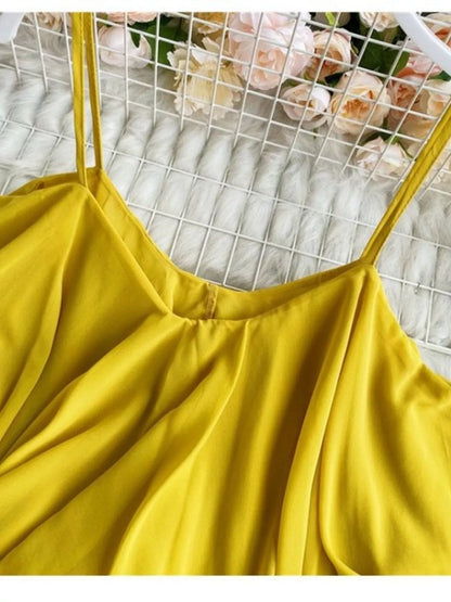 Ruffled Flowy Cami Tank Top with Tie Detail Lightweight Polyester – Uneeque Designzz