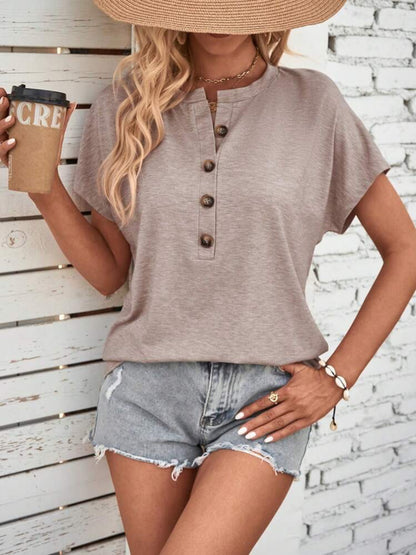 Half Button Short Sleeve Top – Uneeque Designzz
