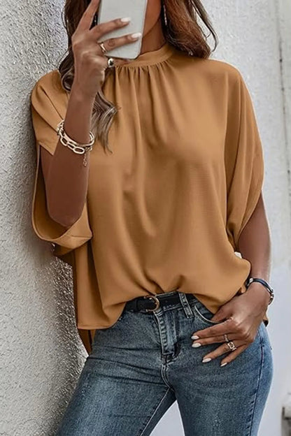 Tie Back Slit Half Sleeve Blouse – Uneeque Designzz