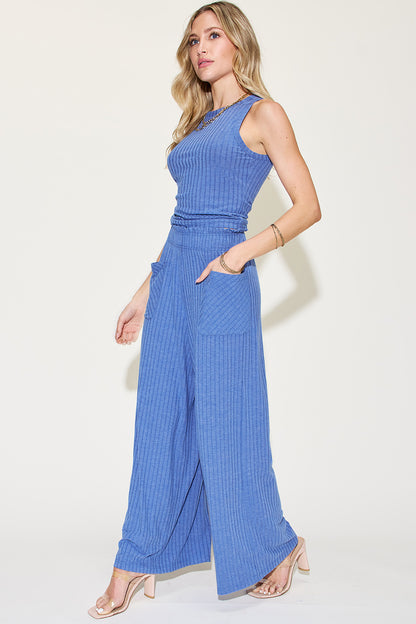 Basic Bae Full Size Ribbed Tank and Wide Leg Pants Set – Uneeque Designzz