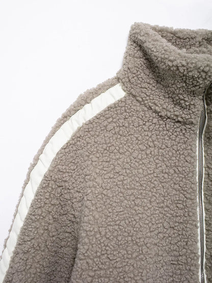 Zip-Up Turtleneck Plush Jacket Long Sleeve Pocketed Top – Uneeque Designzz