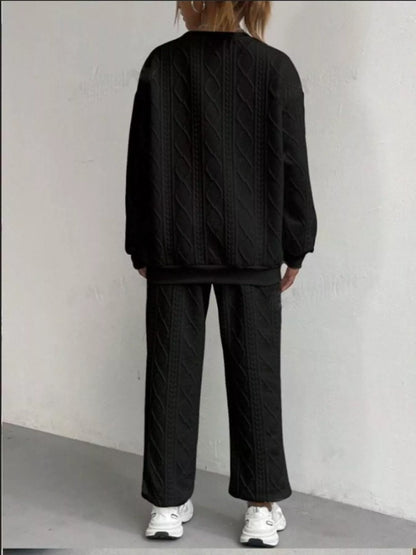 Texture Round Neck Top and Pants Set – Uneeque Designzz