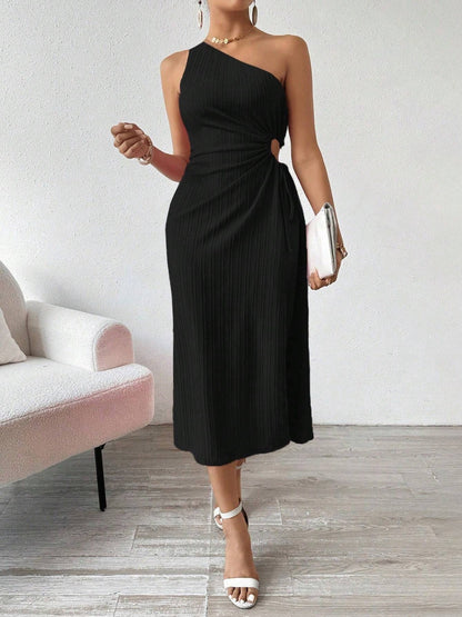 Side Slit Cutout Single Shoulder Dress – Uneeque Designzz