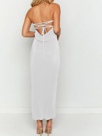 Lace-Up Back Tube Maxi Dress – Uneeque Designzz