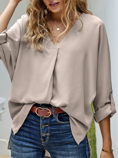 Elegant V-Neck Long Sleeve Blouse – Uneeque Designzz