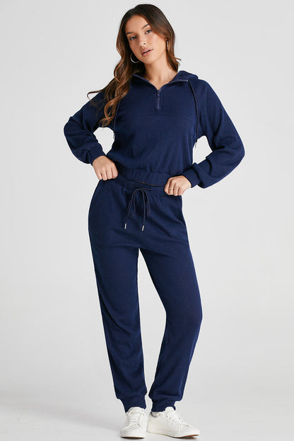 Drawstring Half Zip Hoodie and Joggers Active Set – Uneeque Designzz