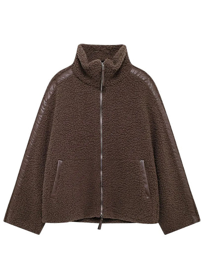 Zip-Up Turtleneck Plush Jacket Long Sleeve Pocketed Top – Uneeque Designzz