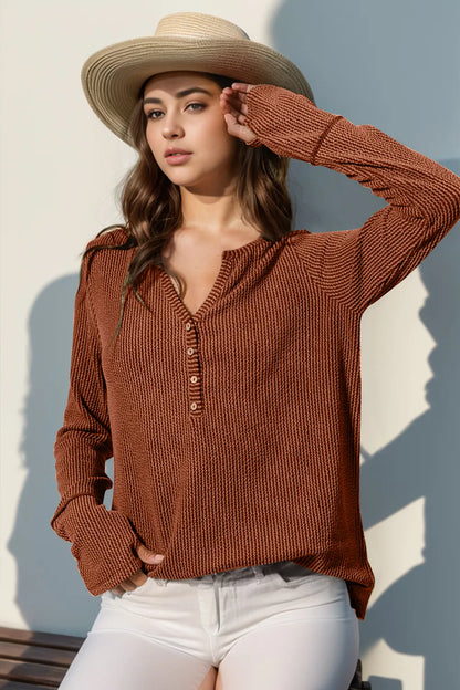 Double Take Full Size Notched Thumbhole Long Sleeve T-Shirt – Uneeque Designzz