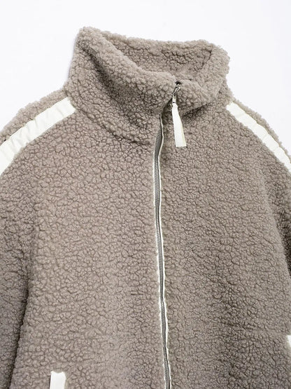 Zip-Up Turtleneck Plush Jacket Long Sleeve Pocketed Top – Uneeque Designzz
