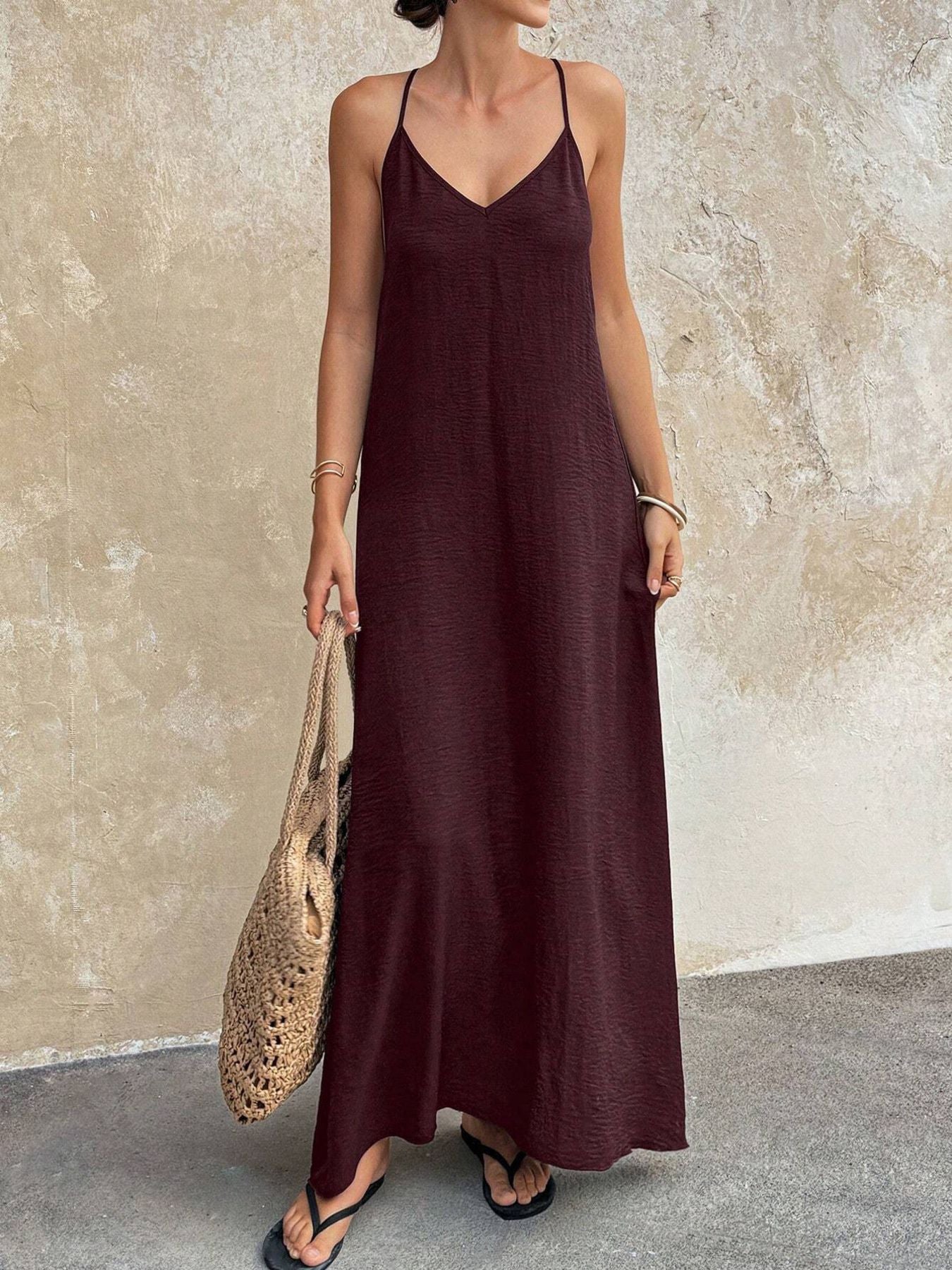 V-Neck Maxi Cami Dress by Trendsi