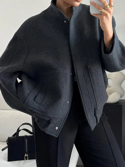 Unlined Cotton Blend Drop Shoulder Button Jacket Relaxed Fit Outerwear – Uneeque Designzz