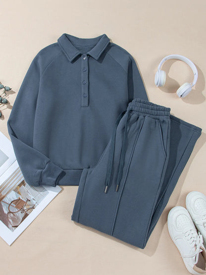 Collared Sweatshirt and High Waist Pants Active Set – Uneeque Designzz