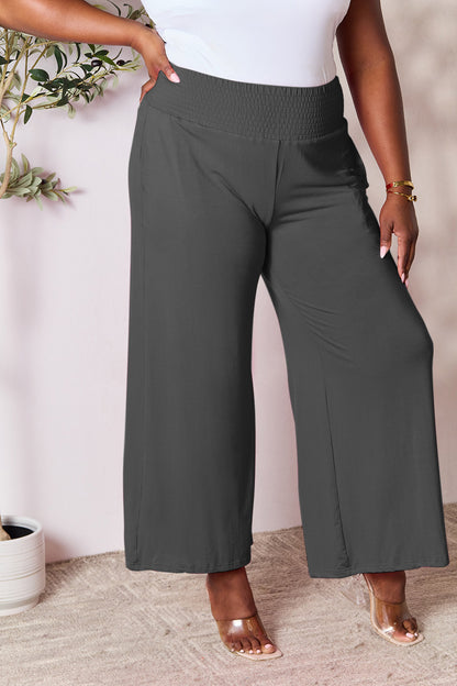 Double Take Full Size Smocked Wide Waistband Wide Leg Pants – Uneeque Designzz