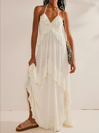 Ruffled Halter Maxi Dress – Flowy & Feminine – Uneeque Designzz