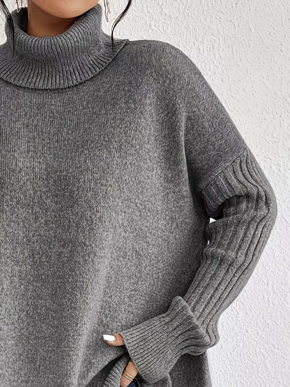 Turtleneck High-Low Hem Sweater – Uneeque Designzz