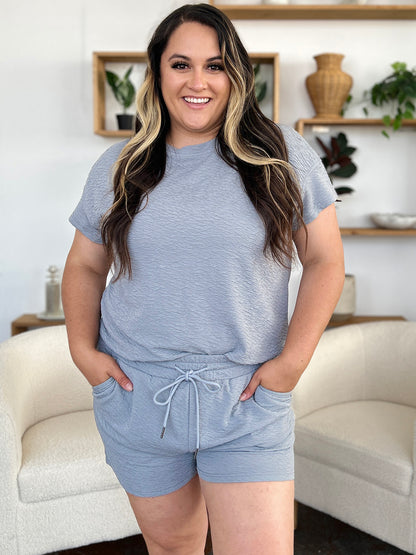 Double Take Full Size Texture Short Sleeve T-Shirt and Drawstring Shorts Set – Uneeque Designzz
