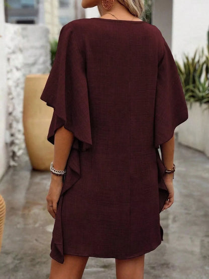 Ruffled Flutter Sleeve V-Neck Mini Dress – Uneeque Designzz