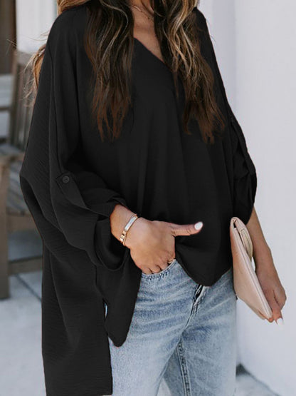 Elegant V-Neck Long Sleeve Blouse – Uneeque Designzz