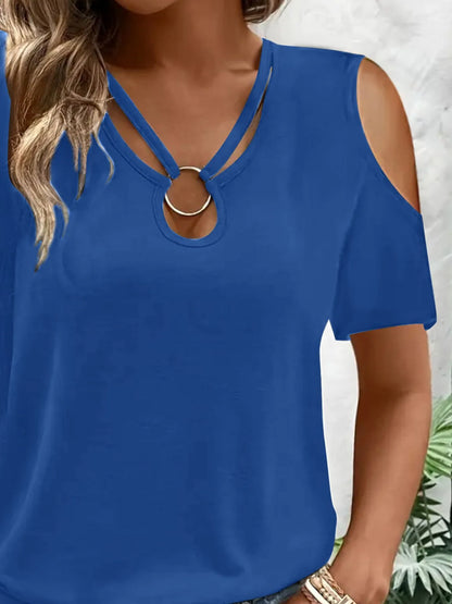Cold Shoulder T-Shirt with Metal Ring Detail – Uneeque Designzz