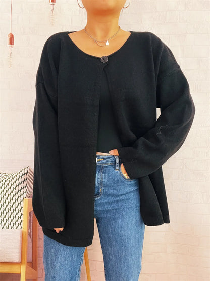 Oversized One Button Drop Shoulder Cardigan One Size Top – Uneeque Designzz