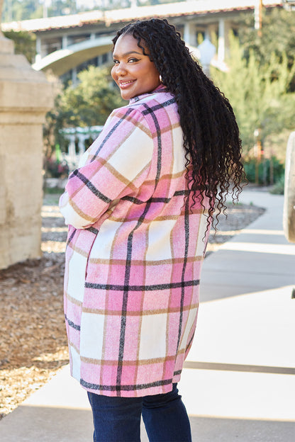 Double Take Full Size Plaid Button-Up Lapel Collar Coat – Uneeque Designzz