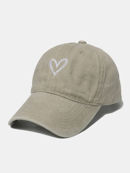 Embroidered Heart Washed Cotton Baseball Cap – Uneeque Designzz