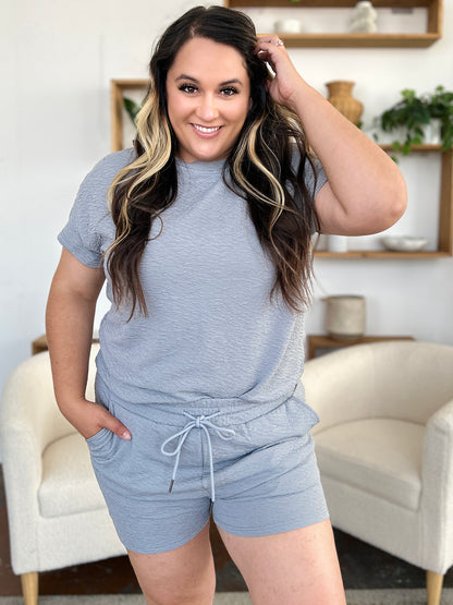 Double Take Full Size Texture Short Sleeve T-Shirt and Drawstring Shorts Set – Uneeque Designzz