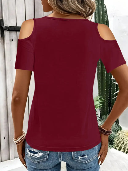 Cold Shoulder T-Shirt with Metal Ring Detail – Uneeque Designzz