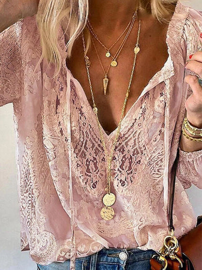 Lace Tie-Neck Blouse – Uneeque Designzz