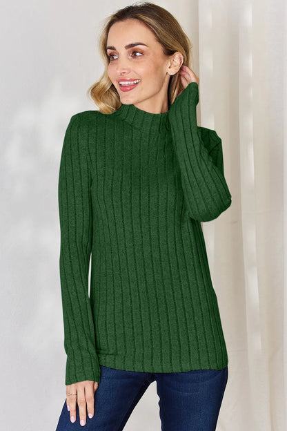 Basic Bae Full Size Ribbed Mock Neck Long Sleeve T-Shirt – Uneeque Designzz