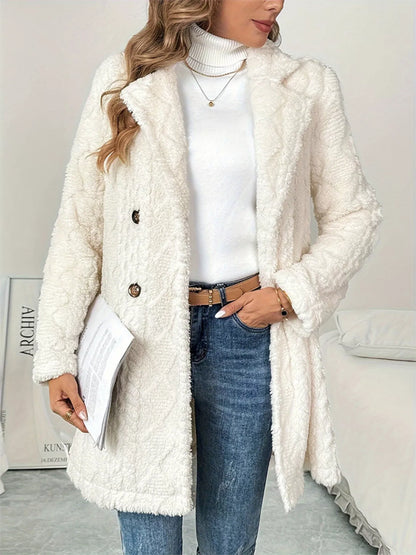 Fleece Double-Breasted Longline Coat – Uneeque Designzz