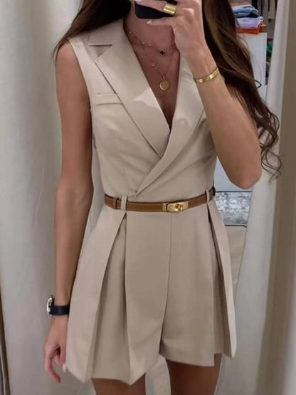 Solid Sleeveless Surplice Romper – Uneeque Designzz