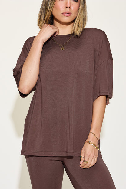 Basic Bae Full Size Bamboo Drop Shoulder T-Shirt and Flare Pants Set – Uneeque Designzz