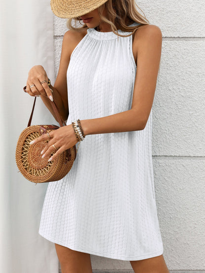 Textured Grecian Neck Mini Dress – Uneeque Designzz