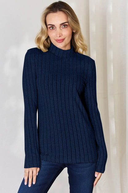 Basic Bae Full Size Ribbed Mock Neck Long Sleeve T-Shirt – Uneeque Designzz
