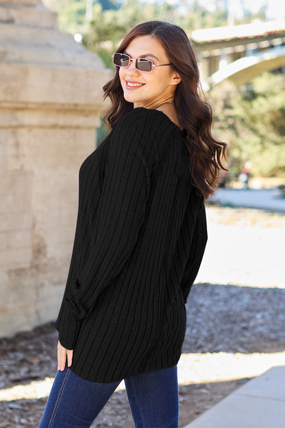 Basic Bae Full Size Ribbed Round Neck Long Sleeve Knit Top – Uneeque Designzz