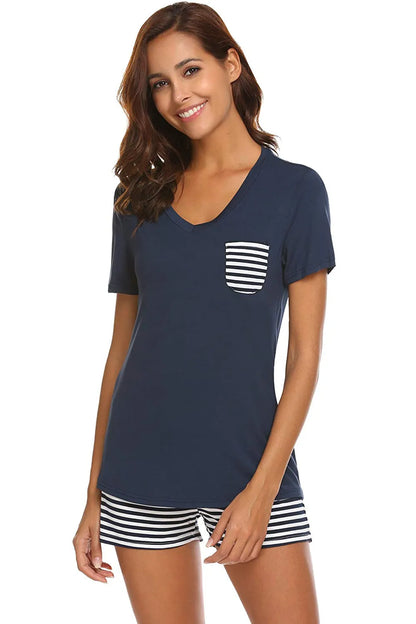 Striped Short Sleeve Top and Shorts Lounge Set – Uneeque Designzz