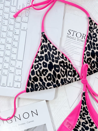 Leopard Print Halter Neck Tie Side Bikini Set – Uneeque Designzz