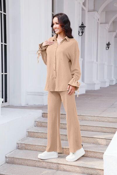Drawstring Flounce Sleeve Shirt and Pants Set – Uneeque Designzz