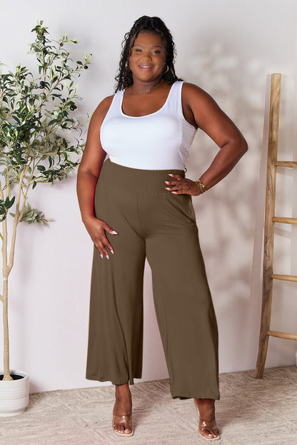 Double Take Full Size Smocked Wide Waistband Wide Leg Pants – Uneeque Designzz