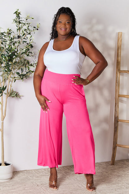 Double Take Full Size Smocked Wide Waistband Wide Leg Pants – Uneeque Designzz