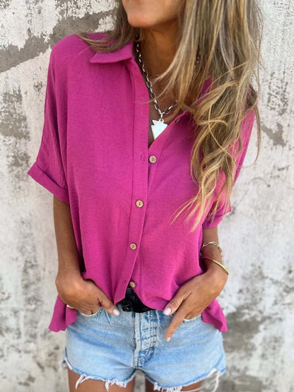 Full Size Collared Neck Half Sleeve Shirt Plus Size – Uneeque Designzz